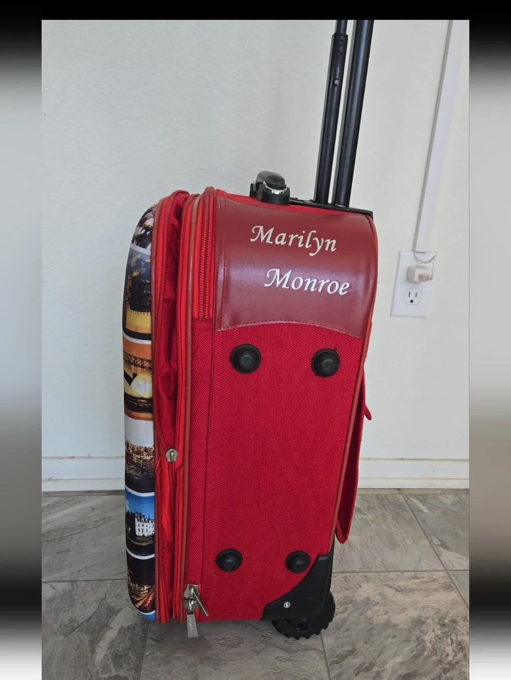 Vintage Marilyn Monroe Photo Collage Carry-On Luggage - Red Trim